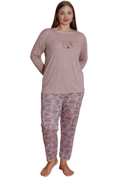 Muka Women's Plus Pajama Set Full Sleeve T-Shirt & Pants 3XL-5XL Homewear Sleepwear