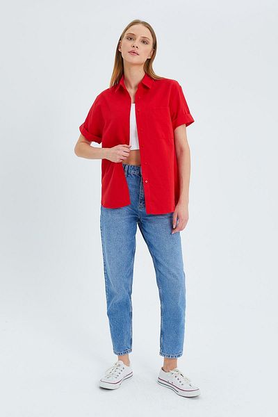 Mixray 3950 Red Oxford Short Sleeve Shirt