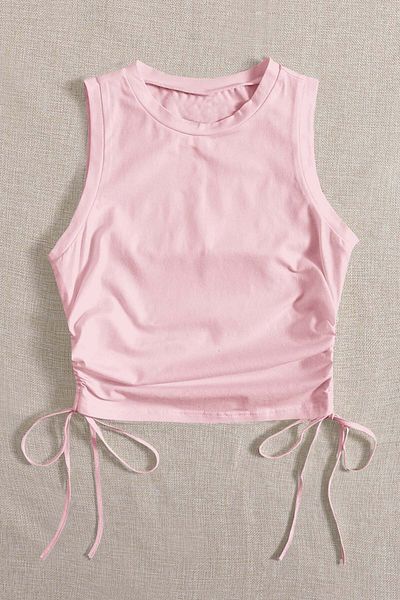 Merry See Tank Top Crop Tank Top με μαζεμένες πλευρές