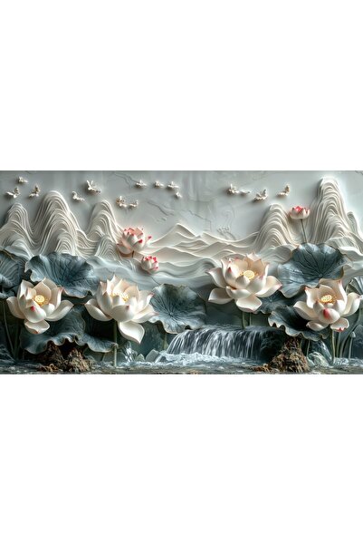 TRADE AYS Kabartma Görünümlü Lotus Kanvas Tablo