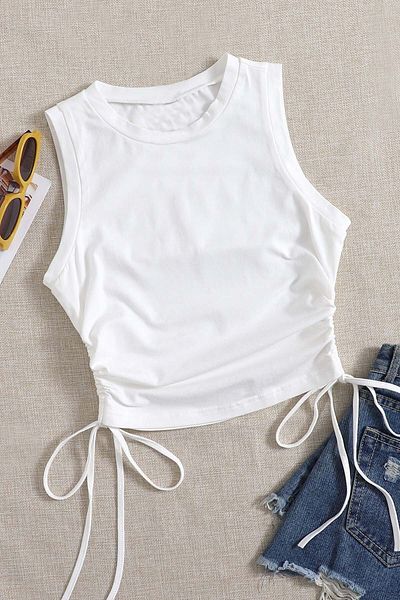 Merry See Tank Top Crop Tank Top με μαζεμένες πλευρές