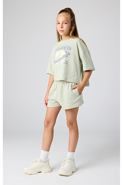 Champion Eco Future Shorts Organik Pamuk Yeşil Çocuk Şort-404973-GS072