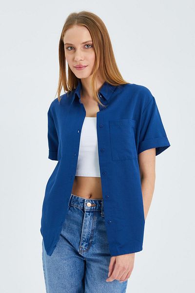 Mixray Cămașă cu mânecă scurtă Indigo Oxford 3950