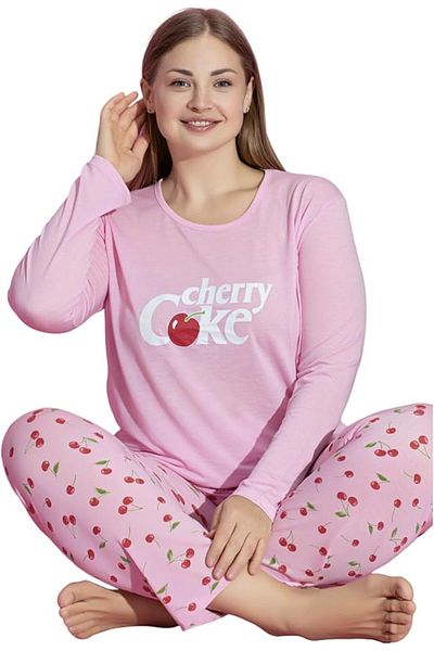 Muka Women's Plus Pajama Set Full Sleeve T-Shirt & Pants 3XL-5XL Homewear Sleepwear