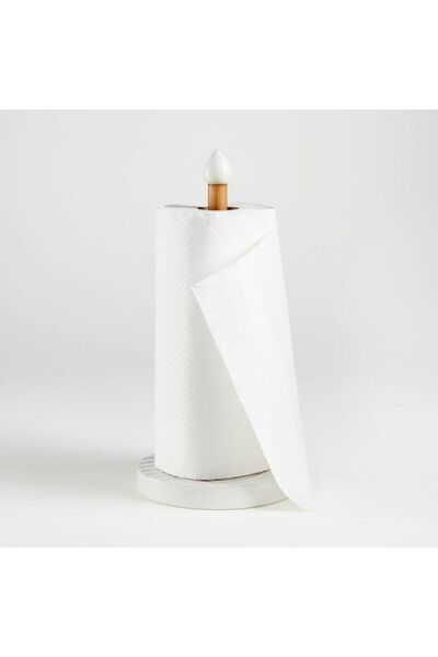 Crate & Barrel حامل مناشف ورقية من السيراميك الأبيض من فرن