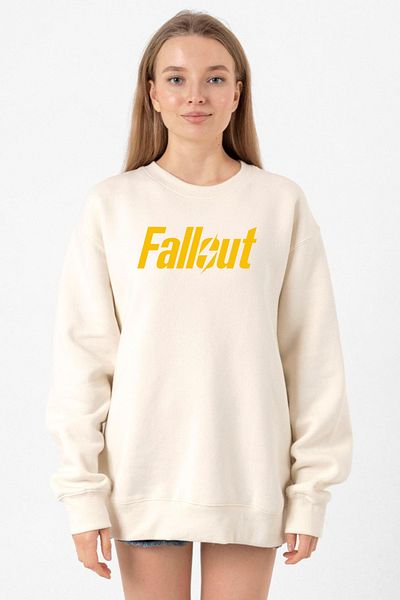 Tshirthane Fallout Letter Ecru Women's 2Ip Sweatshirt