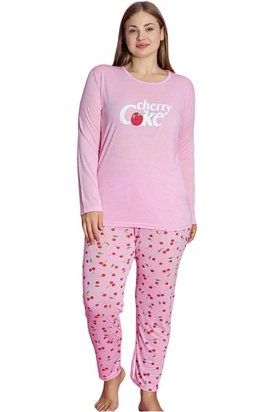 Muka Women's Plus Pajama Set Full Sleeve T-Shirt & Pants 3XL-5XL Homewear Sleepwear
