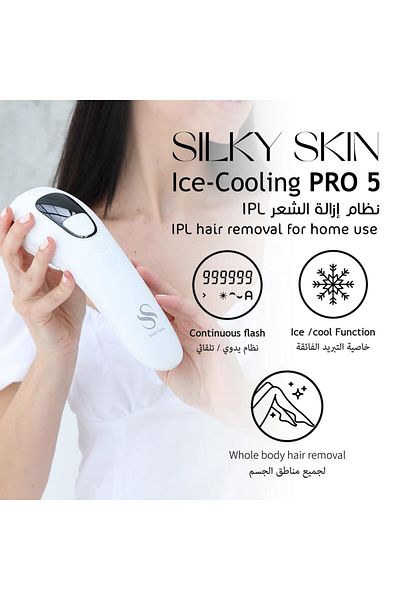 Silky Skin IPL Laser Hair Removal, Ice-Cooling, with 2 heads 999999 Flashes Hair Remover with 5 Modes