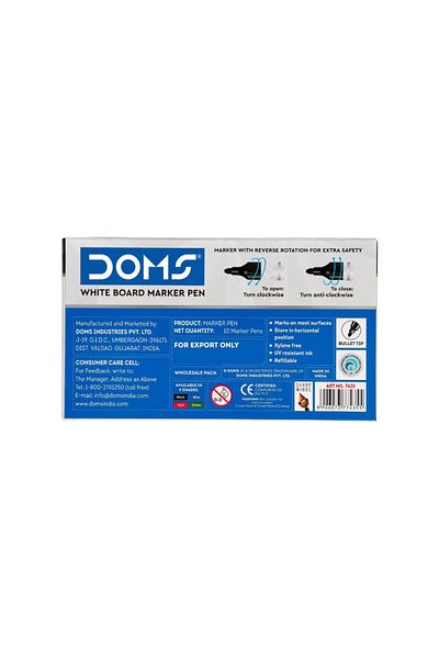 doms White Board Marker Pen Chisel Tip Black Colour Pack of 12 Pieces