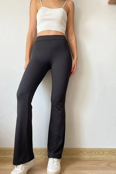 Swana Pantaloni spanioli de iarnă cu talie înaltă, cu nervuri, cu fleece în interior