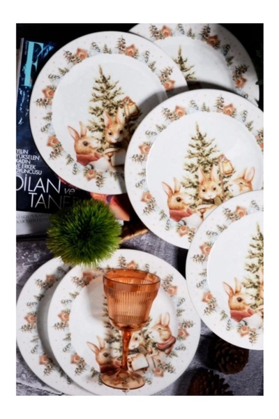 Kosova YLB1118 Bunny Tavşanlı Servis Tabağı 26 Cm 6 Lı
