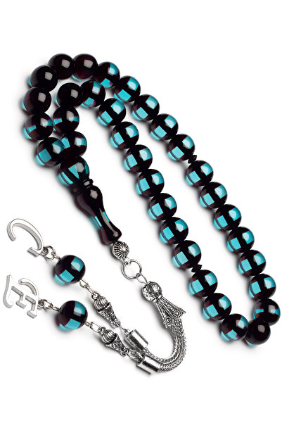 OTTOTESBİH Mărgele de rugăciune din chihlimbar de 10 mm cu ciucuri cu litere pentru cadou pentru bărbați