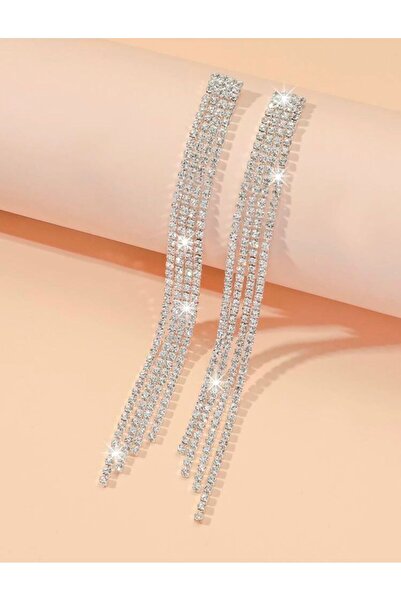 Renkada Gümüş Kaplama Gelincik Zirkon Taşlı Küpe Nişan Küpesi Parti Davet Küpesi