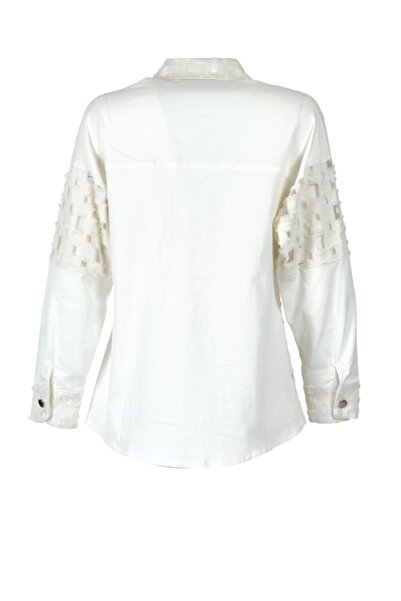 Ysatis Біла сорочка з візерунком, довгими рукавами та коміром - 24241000114