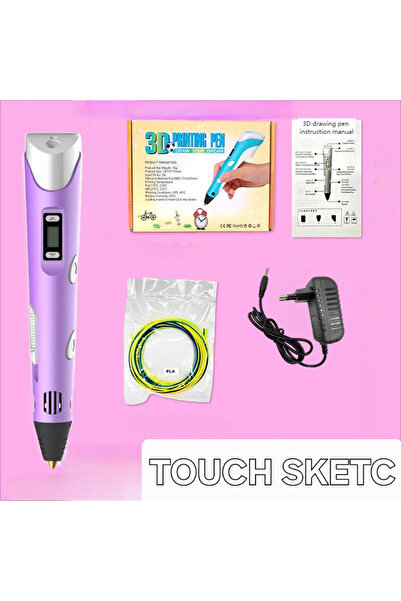 TOUCH SKETC 3d Pen Yazıcı Kalem Printer Pembe (10 ADET 5 METRE FİLAMENT-50METRE adaptör