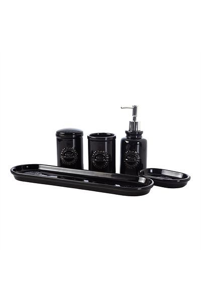 Mudo Home Barnes Shiny Black 5-Piece Bathroom Set - Boxed