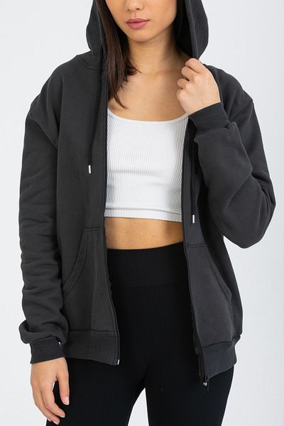 Deafox Smoked Zippered Hooded Cardigan