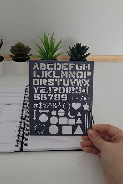Karmelom Studio Spiral Notebook Compatible Alphabet and Shapes Template Ruler