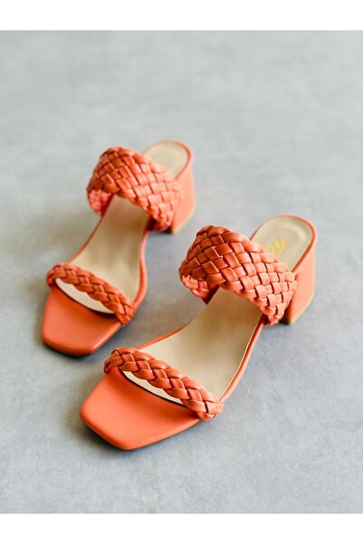 Mida Shoes Yörgü210 Turuncu Deri Terlik
