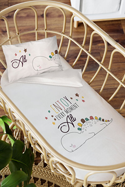 Homamia İsme Özel Baskılı Anne Yanı 60x100 Beşik Uyku Nevresim Takımı ÇARŞAFSIZ