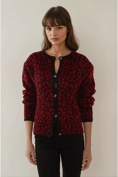 Hiccup Cardigan din tricot cu imprimeu leopard cu potrivire relaxată