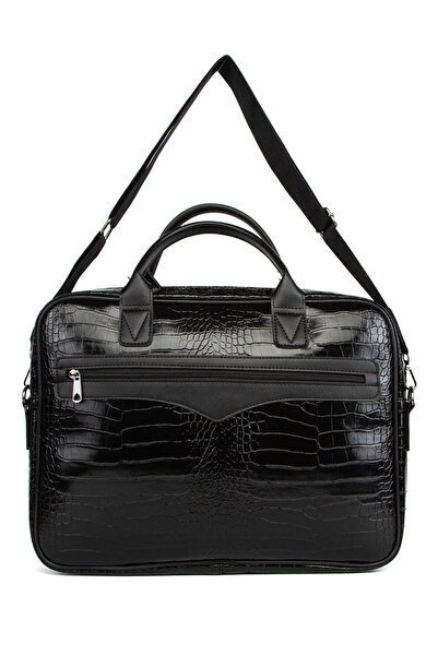 Genel Markalar 15.6 İnç Laptop ve Evrak Çantası, Siyah Kroko Deri - Lüks Tasarım