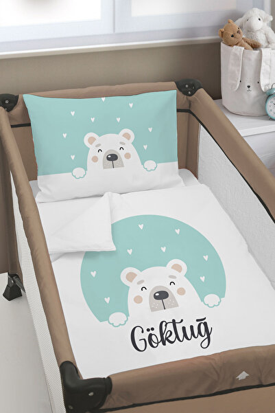 Homamia İsme Özel Baskılı 75x120 Park Yatak Beşik Nevresim Takımı ÇARŞAFSIZ