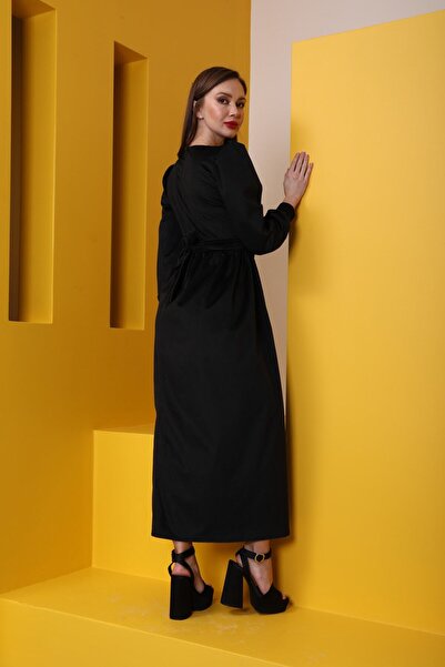 KÜÇÜĞÜM BUTİK Φόρεμα με ριγέ βελούδο μαύρο χρώμα