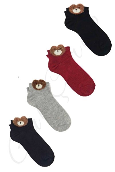 GÇO 4'lü Teddy Bear Ayıcıklı Pamuklu Patik Çorap