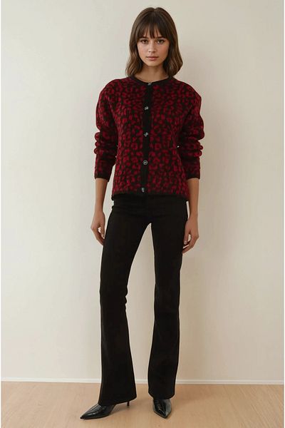 Hiccup Cardigan din tricot cu imprimeu leopard cu potrivire relaxată