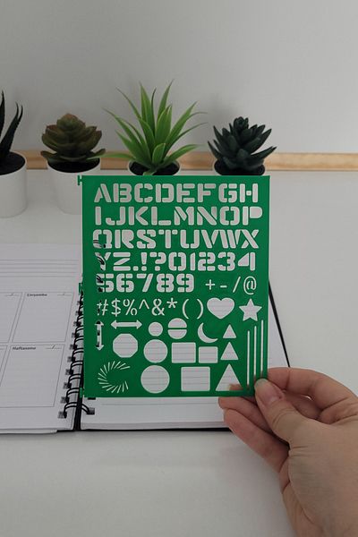 Karmelom Studio Spiral Notebook Compatible Alphabet and Shapes Template Ruler