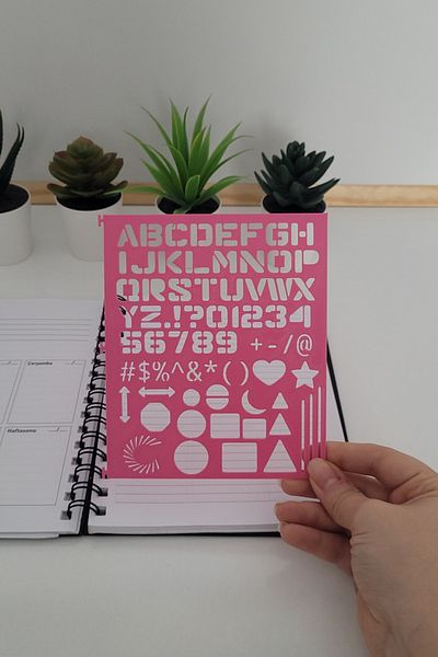 Karmelom Studio Spiral Notebook Compatible Alphabet and Shapes Template Ruler
