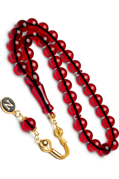 OTTOTESBİH Men's Silver Tassel Fire Amber Rosary