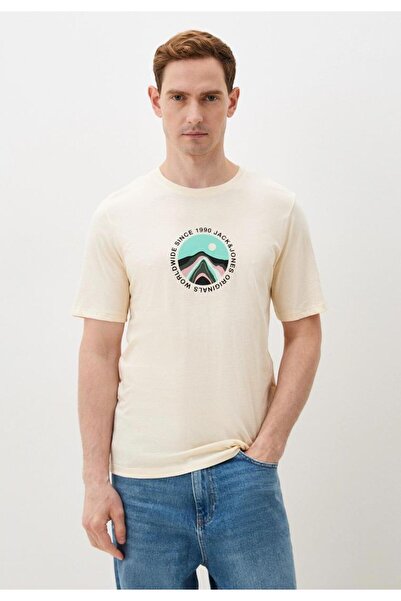 Jack & Jones JACK&JONES 12255640 З НАДПИсом НА ПРИНТІ КРУГЛИЙ ВИРІЗ КОРОТКИЙ РУКАВ ФУТБОЛКА