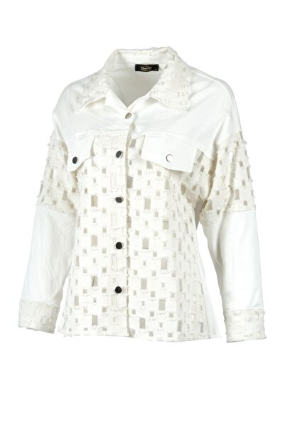 Ysatis Біла сорочка з візерунком, довгими рукавами та коміром - 24241000114