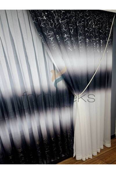 farbateks Olympos Grey Silver Anthracite Laced Color New Fashion Right/Left Tooling Tulle Background Curtain
