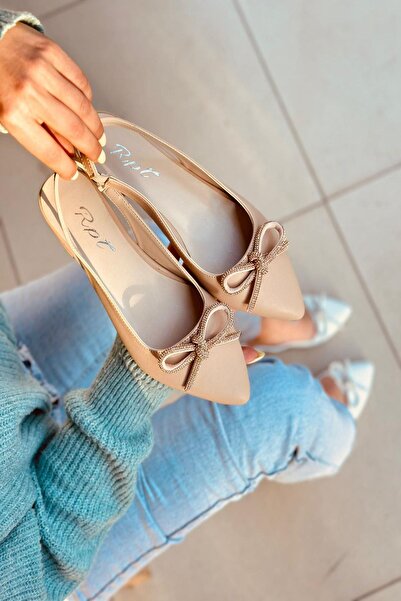 Mida Shoes Ylisa Nude Deri Topuklu Kadın Babet