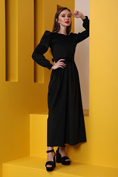 KÜÇÜĞÜM BUTİK Φόρεμα με ριγέ βελούδο μαύρο χρώμα