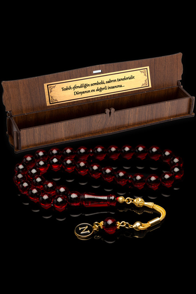 OTTOTESBİH Men's Silver Tassel Fire Amber Rosary