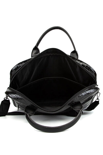 Genel Markalar 15.6 İnç Laptop ve Evrak Çantası, Siyah Kroko Deri - Lüks Tasarım