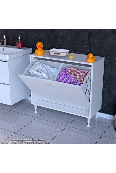 Modilayn Söke Banyo Için Sihirli Kutu 70x75x32,5 Cm’ Lik 2 Göz Sepet Hazneli Mini Banyo Dolabı
