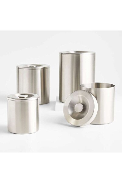 Crate & Barrel Paslanmaz Çelik Bidon Seti, Şık ve Dayanıklı Depolama Çözümü