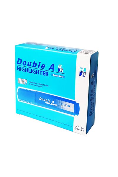 DOUBLE A Bright Blue Highlighter, Pack of 10 Pieces