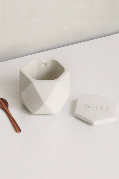 Ghogol Home Hexagonal Concrete Salt Shaker - Kardelen White