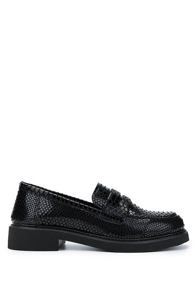 Tamer Tanca Women's Genuine Leather Black Loafer Shoes