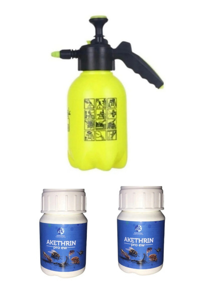 Akethrin Pro 50ml 2 Adet/akrep Çiyan Kırkayak Ergin Haşere Ilacı / 2lt Basınçlı Ilaçlama Pompası /