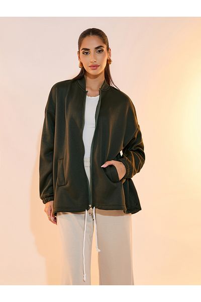Take Two By Styli Solid Front Zipper Drawstring Hem Jacket
