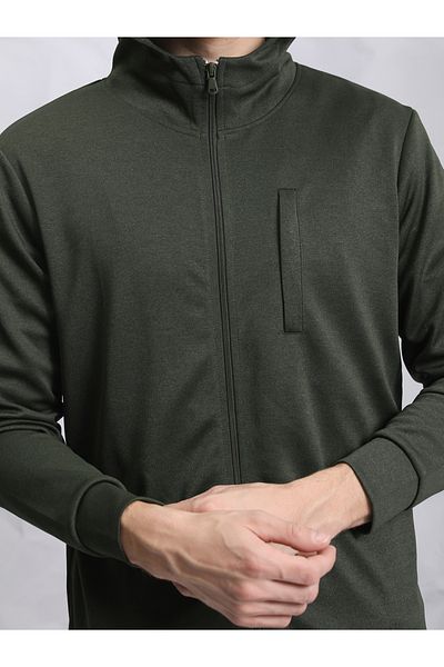 Highlander By Styli Solid Zip Up Hooded Jacket