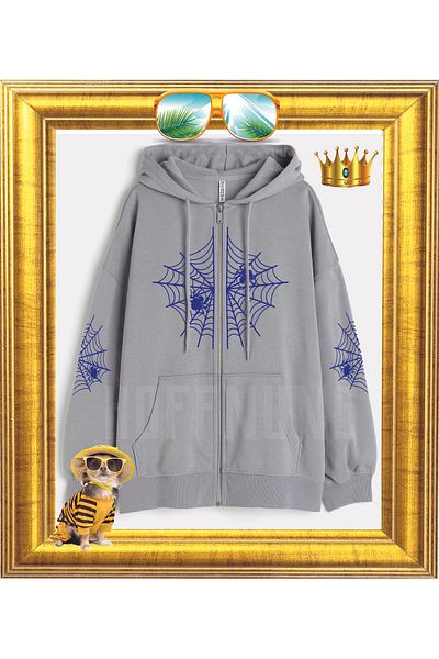 HOFFNUNG Zip Spider Web Oversize Cardigan