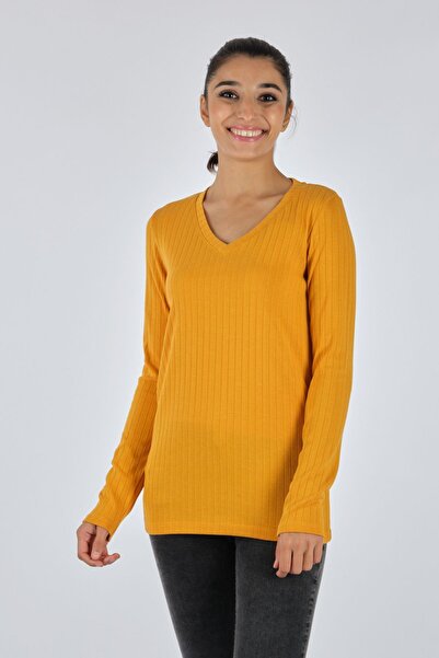 DAIDO V-подібний виріз, квітковий принт, довгі рукави, сафран, жіночий трикот...